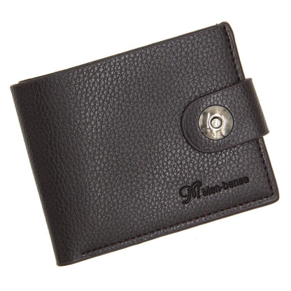 MenBense Men Short Magnetic Clasp Wallet Multi-Card Coin Purse(Dark Coffee)