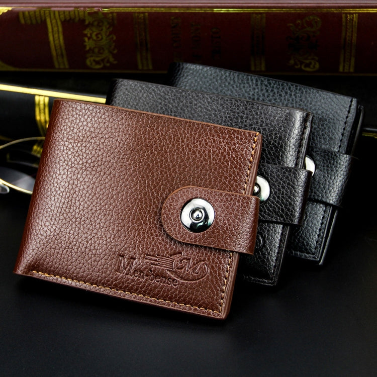 MenBense Men Short Magnetic Clasp Wallet Multi-Card Coin Purse(Dark Coffee)