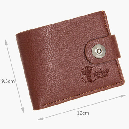 MenBense Men Short Magnetic Clasp Wallet Multi-Card Coin Purse(Dark Coffee)