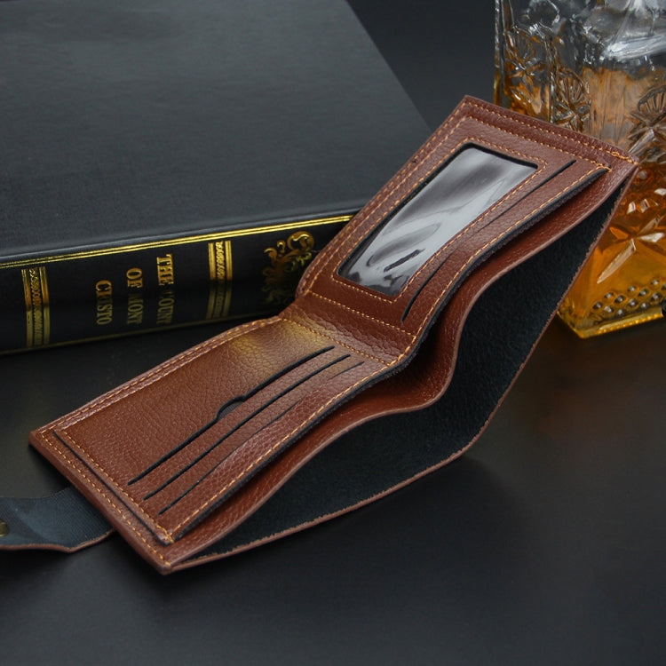 MenBense Men Short Magnetic Clasp Wallet Multi-Card Coin Purse(Dark Coffee)