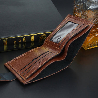 MenBense Men Short Magnetic Clasp Wallet Multi-Card Coin Purse(Dark Coffee)