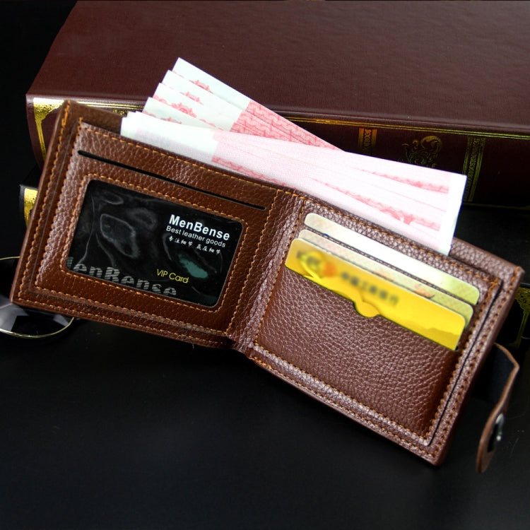 MenBense Men Short Magnetic Clasp Wallet Multi-Card Coin Purse(Dark Coffee)