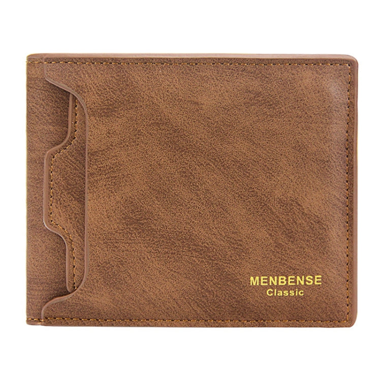 Menbense Men Short Wallet Casual Multi-Card Coin Purse(Light Brown)