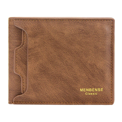 Menbense Men Short Wallet Casual Multi-Card Coin Purse(Light Brown)