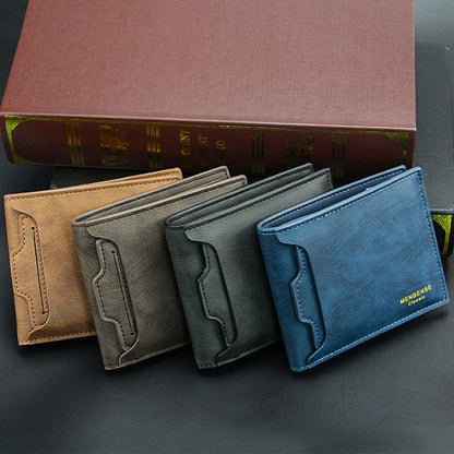Menbense Men Short Wallet Casual Multi-Card Coin Purse(Light Brown)