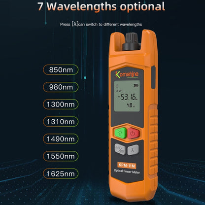 Komshine Compteur de puissance optique haute précision Mini testeur d'atténuation de lumière à fibre optique avec LED, Spécification: A-L/-70dBM à +6DBM