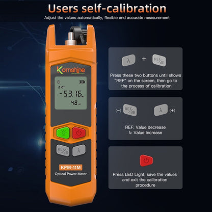 Komshine Compteur de puissance optique haute précision Mini testeur d'atténuation de lumière à fibre optique avec LED, Spécification: A-L/-70dBM à +6DBM