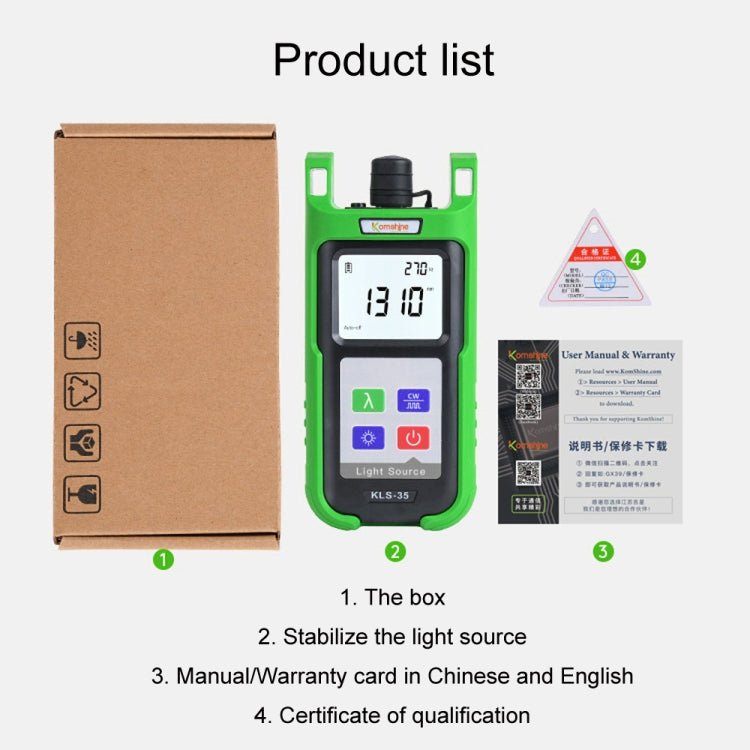 Komshine Handheld Laser Light Source Fiber Tester with LED Backlight, Model: KLS-35-PON
