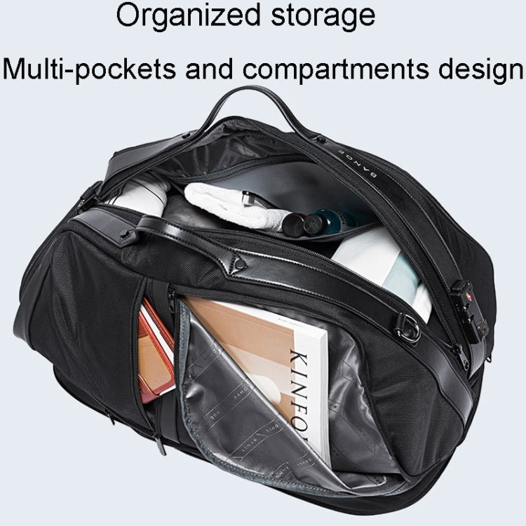 Sac de voyage portable grande capacité BANGE BG-77178 pour hommes/femmes, sac de sport sec et humide (noir)