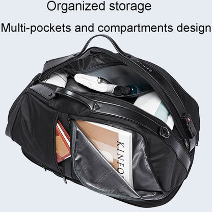 Sac de voyage portable grande capacité BANGE BG-77178 pour hommes/femmes, sac de sport sec et humide (noir)