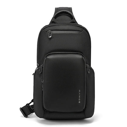 BANGE BG-7718 Sac de Poitrine pour Homme Grande Capacité Sac à Bandoulière Sport Décontracté (Noir)