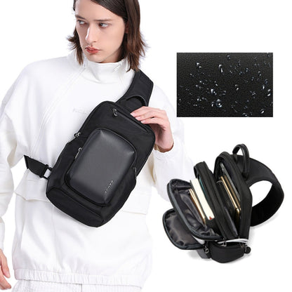 BANGE BG-7718 Sac de Poitrine pour Homme Grande Capacité Sac à Bandoulière Sport Décontracté (Noir)