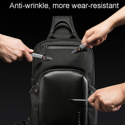 BANGE BG-7718 Sac de Poitrine pour Homme Grande Capacité Sac à Bandoulière Sport Décontracté (Noir)