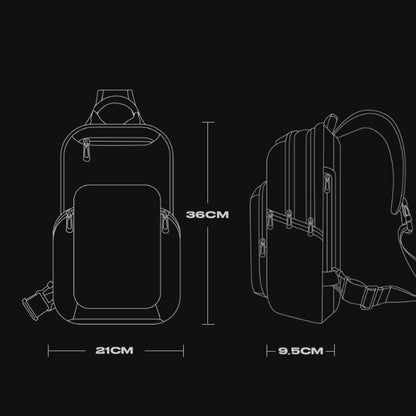 BANGE BG-7718 Sac de Poitrine pour Homme Grande Capacité Sac à Bandoulière Sport Décontracté (Noir)