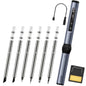 FNIRSI 9pcs/ Set Mini Soldering Station Digital Display Constant Temperature Smart Soldering Iron, Color: Blue Standard 6 Heads