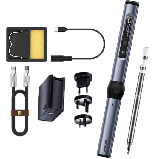 FNIRSI 9pcs/ Set Mini Station de Soudage Affichage Numérique Température Constante Fer à Souder Intelligent, Couleur : Bleu BC2 avec Alimentation