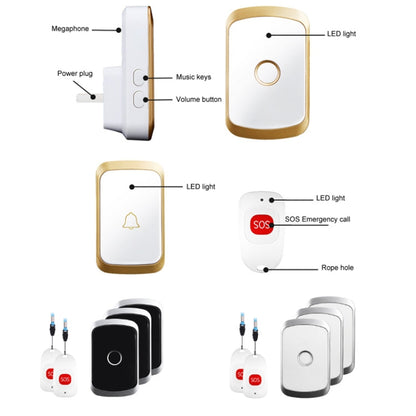 CACAZI C20 Two To Three Wireless Pager For The Elderly Home Care Waterproof Emergency Pager, EU Plug(Silver)