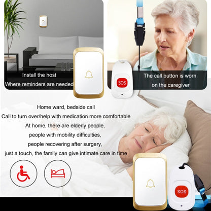 CACAZI C20 Two To Three Wireless Pager For The Elderly Home Care Waterproof Emergency Pager, EU Plug(Gold)