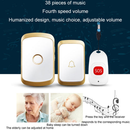 CACAZI C20 Two To Three Wireless Pager For The Elderly Home Care Waterproof Emergency Pager, EU Plug(Black)