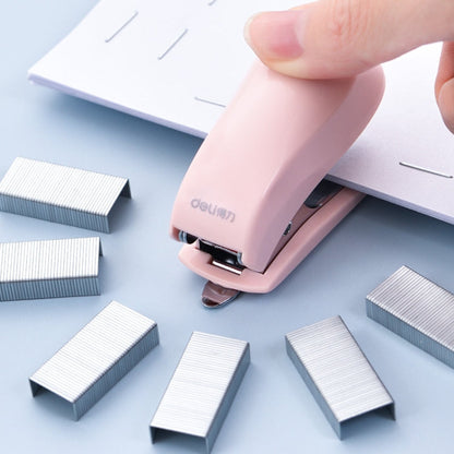 Deli  Macaron Color Stapler + 640 Staples Set Small Mini Stapler Stationery(White)
