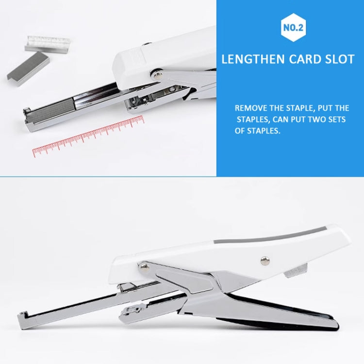 Deli  Labor-saving Stapler NO.12 Handheld Stapler Papers Stapling Machine, Spec: 0329 White With 1000 Staples