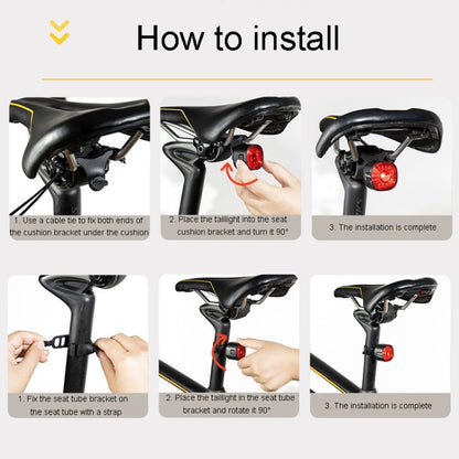ENLEE EN09 Feu arrière de vélo Lumière d'avertissement lumineuse pour la conduite de nuit Feux de moto de route, Modèle : Modèle intelligent