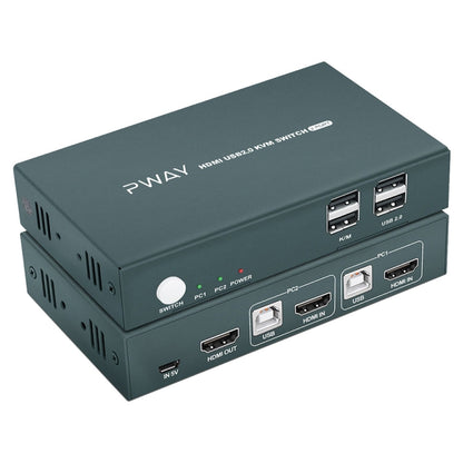 PWAY PW-S7201H Commutateur KVM HDMI 2 entrées 1 sortie 4K HD Coupeur d'écran vidéo