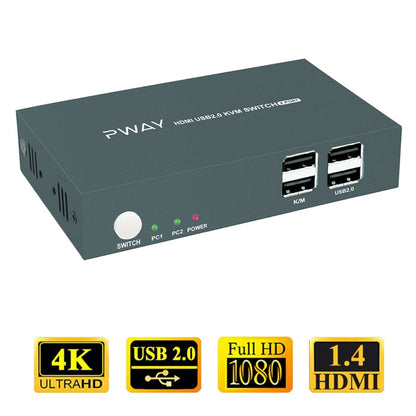 PWAY PW-S7201H Commutateur KVM HDMI 2 entrées 1 sortie 4K HD Coupeur d'écran vidéo