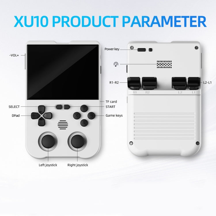AMPOWN XU10 Handheld Game Console 3.5-Inch IPS Screen Linux System Portable Video Arcade 128G(White)