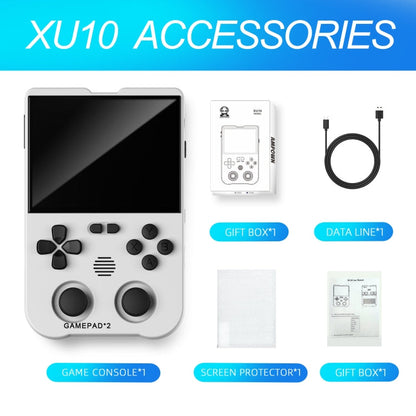 AMPOWN XU10 Handheld Game Console 3.5-Inch IPS Screen Linux System Portable Video Arcade 128G(White)
