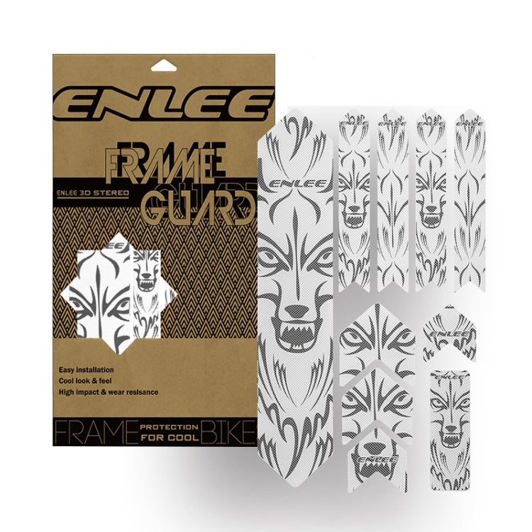 ENLEE 10pcs /Set Mountain Bike Frame Anti-Scratch Sticker Waterproof Protective Film For Cycling Equipment, Model: Wolf Head Model