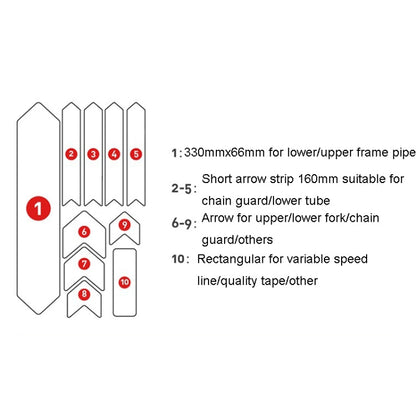 ENLEE 10pcs /Set Mountain Bike Frame Anti-Scratch Sticker Waterproof Protective Film For Cycling Equipment, Model: Samurai