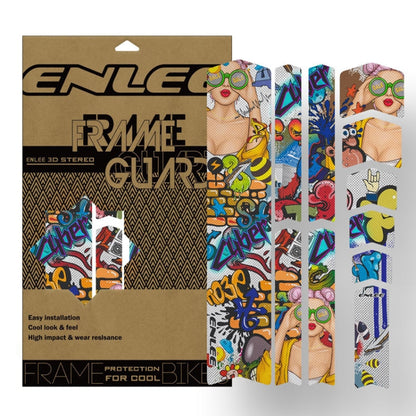 ENLEE 11pcs /Set Autocollant de cadre de vélo de montagne anti-rayures à changement de couleur Film protecteur imperméable pour équipement de cyclisme, Modèle : Colorful Beauty