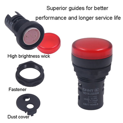 Voyant lumineux LED CHINT ND16-22DS, indicateurs d'alimentation AD, modèle : 24V (rouge)