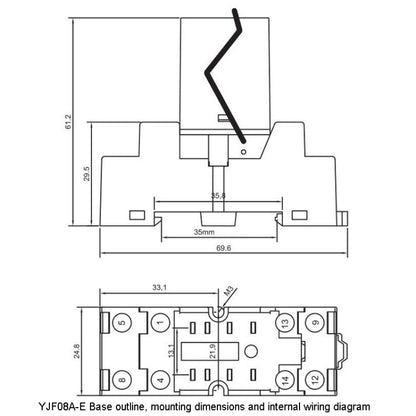 YIJIA YJ2N-GS 8-Pin 2 Way Small Electromagnetic Relay