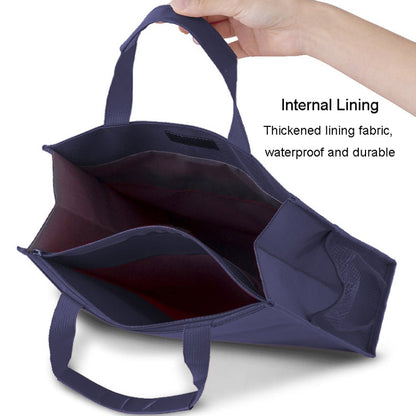 BeiDuoMei Portable File Bag A4 Waterproof Zipper Folder Can Put Water Cup Storage Bag(3 Layers Dark Blue)