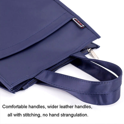BeiDuoMei Portable File Bag A4 Waterproof Zipper Folder Can Put Water Cup Storage Bag(3 Layers Dark Blue)