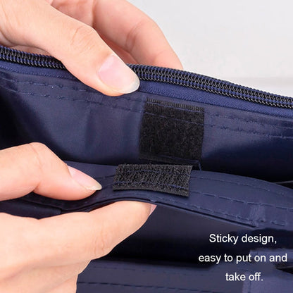 BeiDuoMei Portable File Bag A4 Waterproof Zipper Folder Can Put Water Cup Storage Bag(3 Layers Dark Blue)