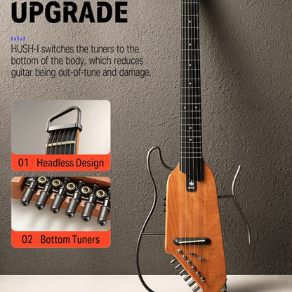 DONNER Smart Headless Silent Guitar Travel Portable Detachable Acoustic Guitar, Style: Maple Model Black