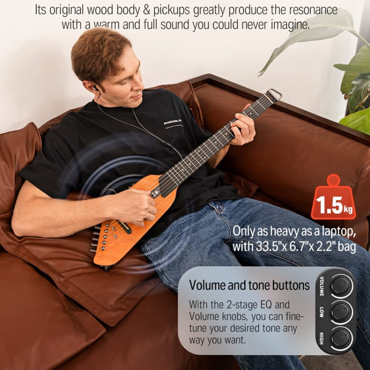 DONNER Smart Headless Silent Guitar Travel Portable Detachable Acoustic Guitar, Style: Mahogany Sunrise Color