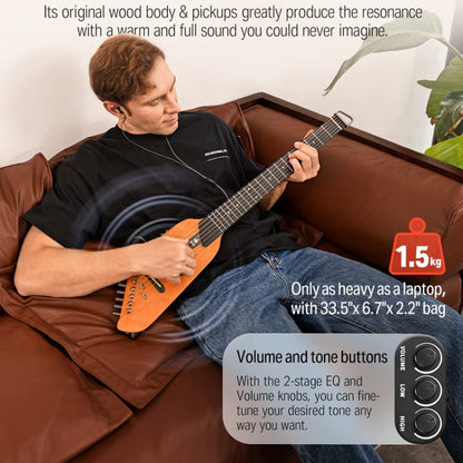 DONNER Smart Headless Silent Guitar Travel Portable Detachable Acoustic Guitar, Style: Maple Model Black