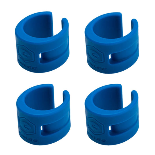 ENLEE Lot de 4 anneaux de protection en caoutchouc pour VTT, fourche avant et arrière, protection de chaîne de vélo (Bleu)