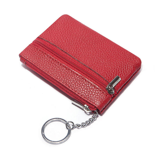 HUMERPAUL WX2010 Ladies Leather Mini Wallet Portable Coin Purse And Card Holder, Size: L(Red)