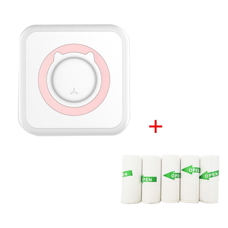 Mini imprimante thermique photo et étiquette Bluetooth sans encre C15 pour étudiant, spécification : Rose + 5 autocollants