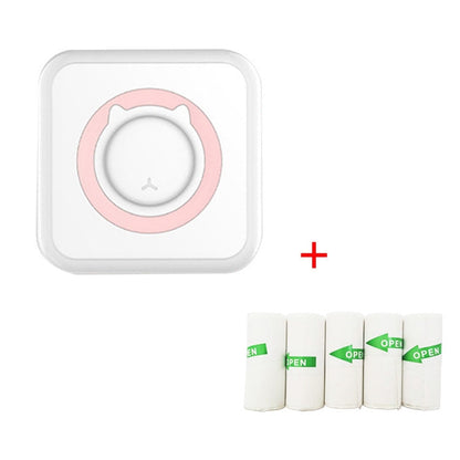 Mini imprimante thermique photo et étiquette Bluetooth sans encre C15 pour étudiant, spécification : Rose + 5 autocollants