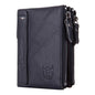 BULL CAPTAIN QB06 Retro First-layer Cowhide Anti-theft Zipper Wallet Short Drive License Coin Clip(Black)