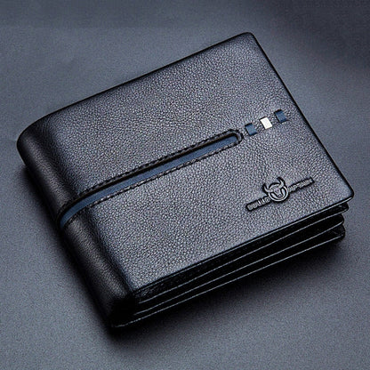 BULL CAPTAIN 0200 Large-capacity First-layer Cowhide Multi-card Slot Wallet RFID Anti-theft Card Holder(Black)