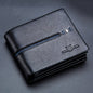 BULL CAPTAIN 0200 Large-capacity First-layer Cowhide Multi-card Slot Wallet RFID Anti-theft Card Holder(Black)
