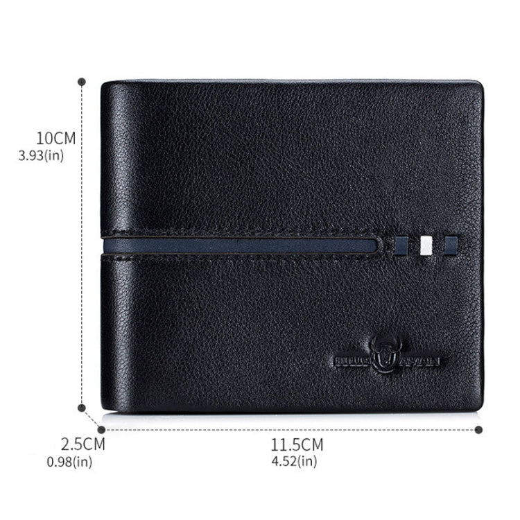 BULL CAPTAIN 0200 Large-capacity First-layer Cowhide Multi-card Slot Wallet RFID Anti-theft Card Holder(Black)