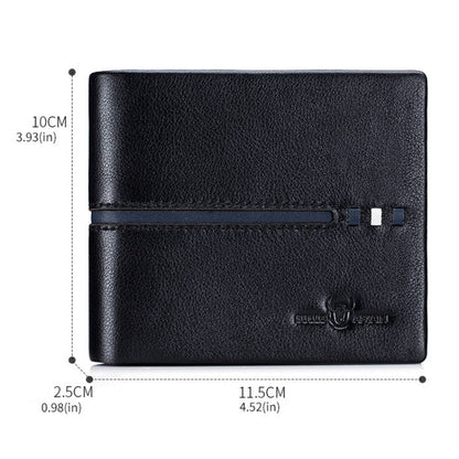 BULL CAPTAIN 0200 Large-capacity First-layer Cowhide Multi-card Slot Wallet RFID Anti-theft Card Holder(Blue)